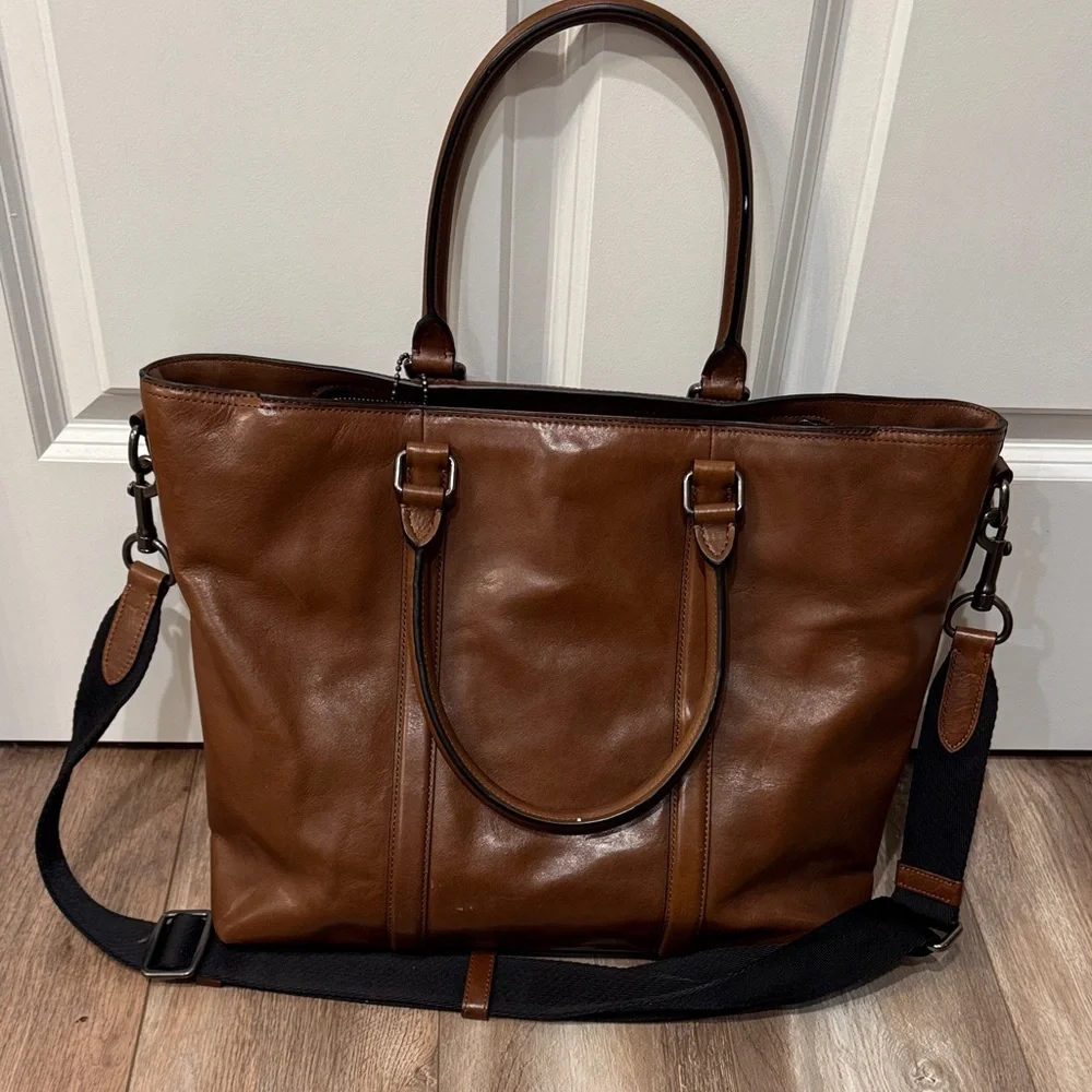 Coach Tan Leather Men's Briefcase - Picture 2 of 6